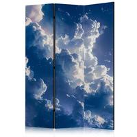 PARAVENT Einseitig Bedruckter 3-tlg 135x172 cm Sonniger Himmel mit Wolken - Blau, Holz/Textil (135/172/3cm) - Muralo