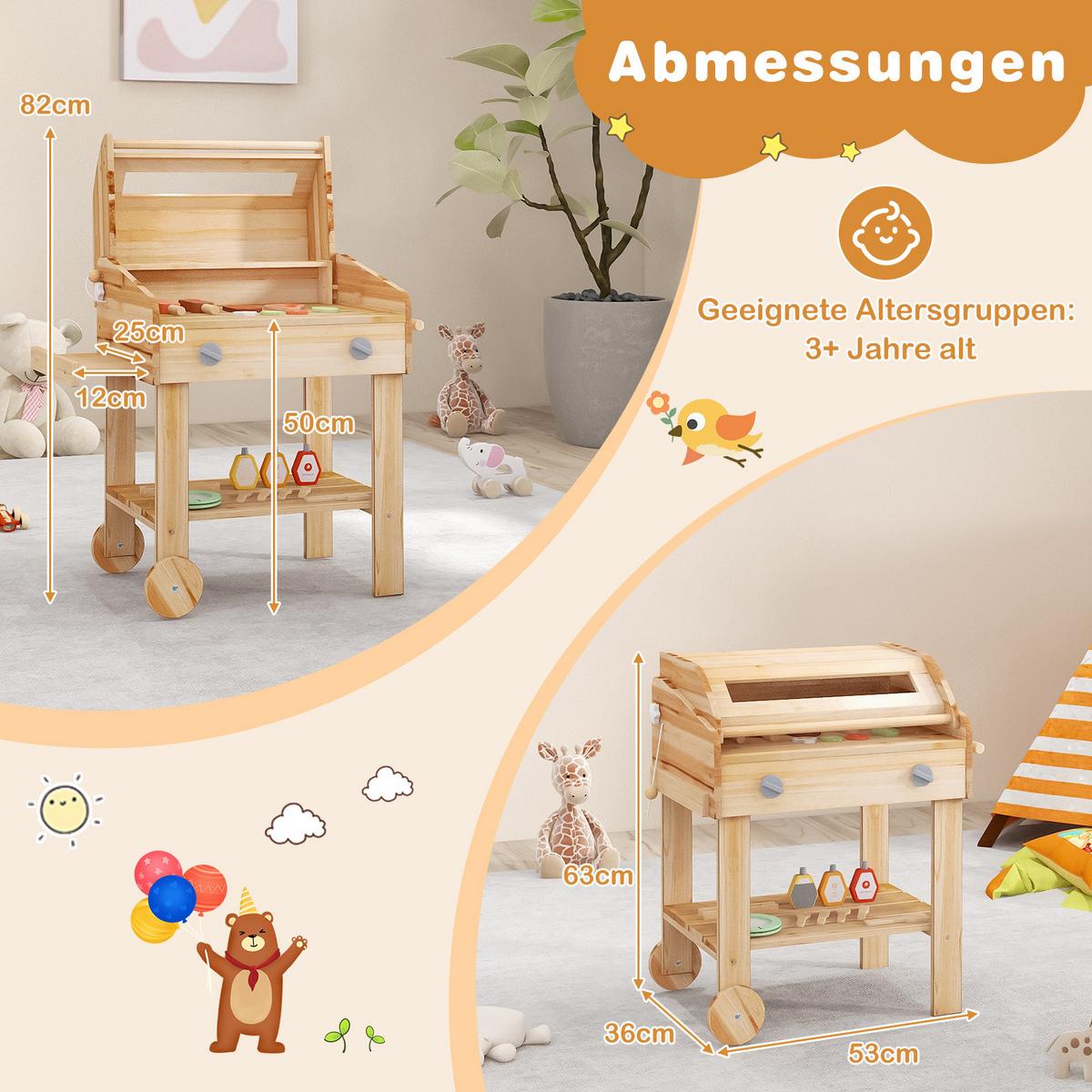 KINDERKÜCHE Outdoor Natur - Naturfarben, Holz (36/53/63cm) - COSTWAY