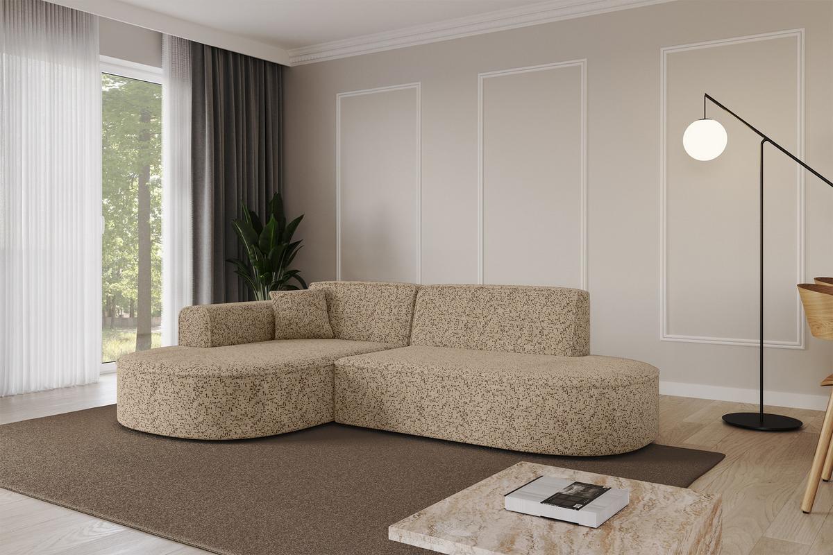 ECKSOFA Ottomane Links MARI-L1 - 243x171x79 cm Braun Tissu - Schwarz/Braun, Holzwerkstoff/Kunststoff (243/171cm) - ALTDECOR