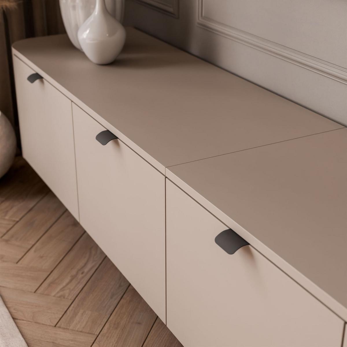 TV-HÄNGESCHRANK CELESTE mit LED-Beleuchtung, Schwarze Griffe - Kaschmir, Holzwerkstoff (200/33.5/40cm) - Lookway