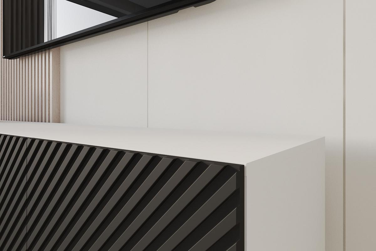 LOWBOARD ZENO-W 3x100x40x40 cm - Weiß / Schwarz - Eiche Wotan, Holzwerkstoff (300/40/40cm) - ALTDECOR