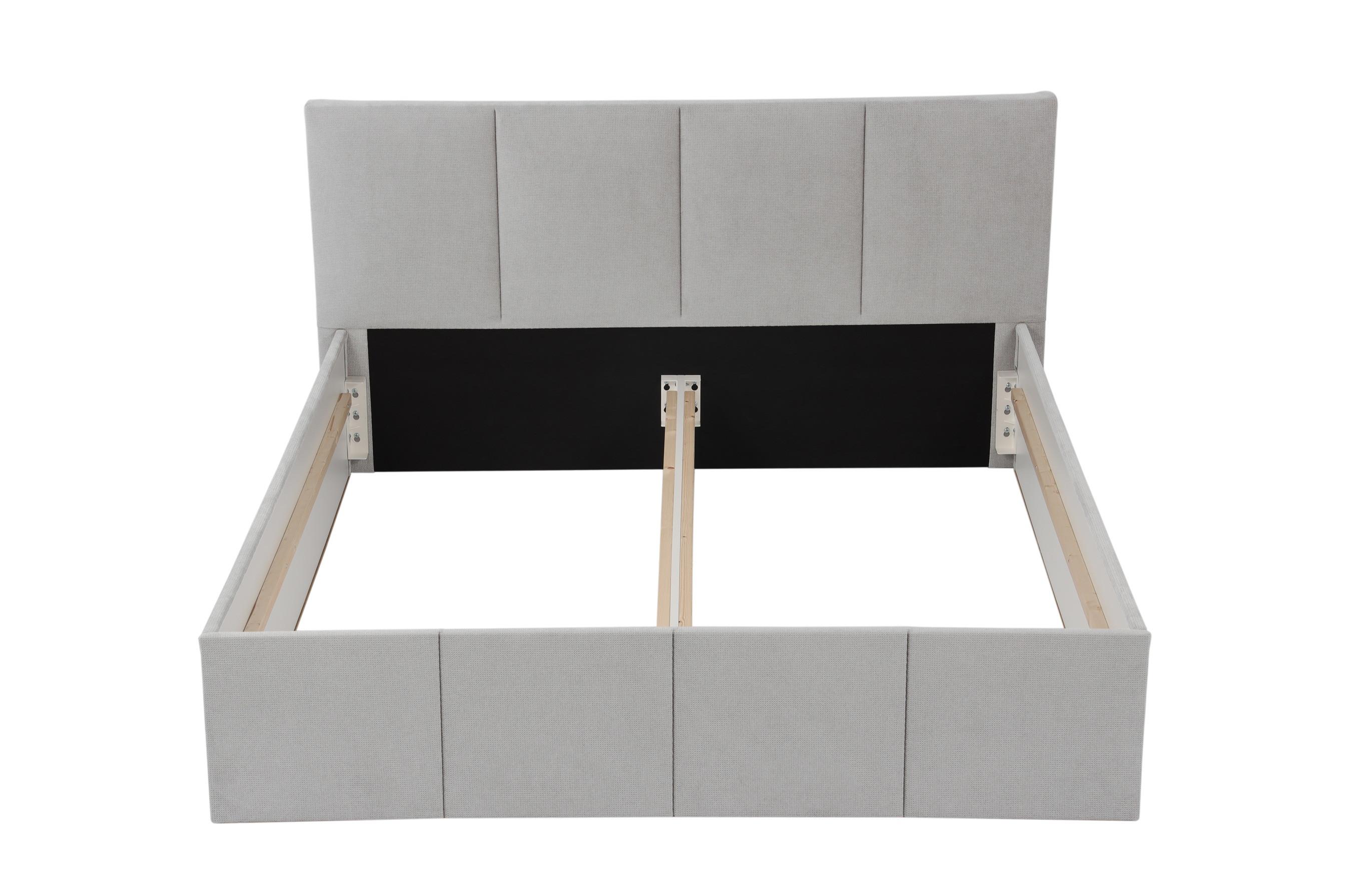 POLSTERBETT Dalas Grau 180 x 200 x 40 cm Stauraum Ohne Matratze und Lattenrost - Hellgrau, Holz (180/200cm) - Halmon Schlafkomfort Betten 