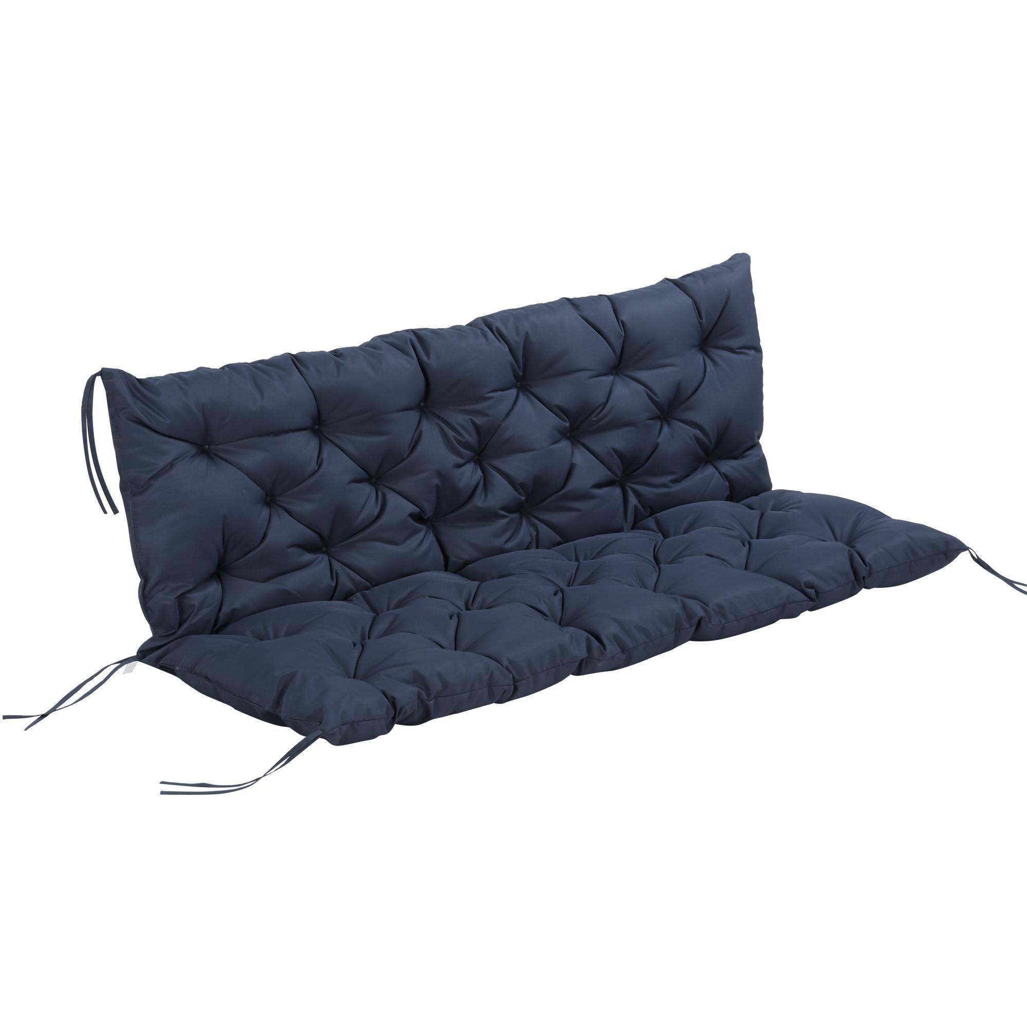 3 Sitzer Bankauflage 150 x 98 x 8 cm, Bankkissen mit Bändern, Sitzkissen Blau - Blau, Kunststoff (150/8/98cm) - Outsunny