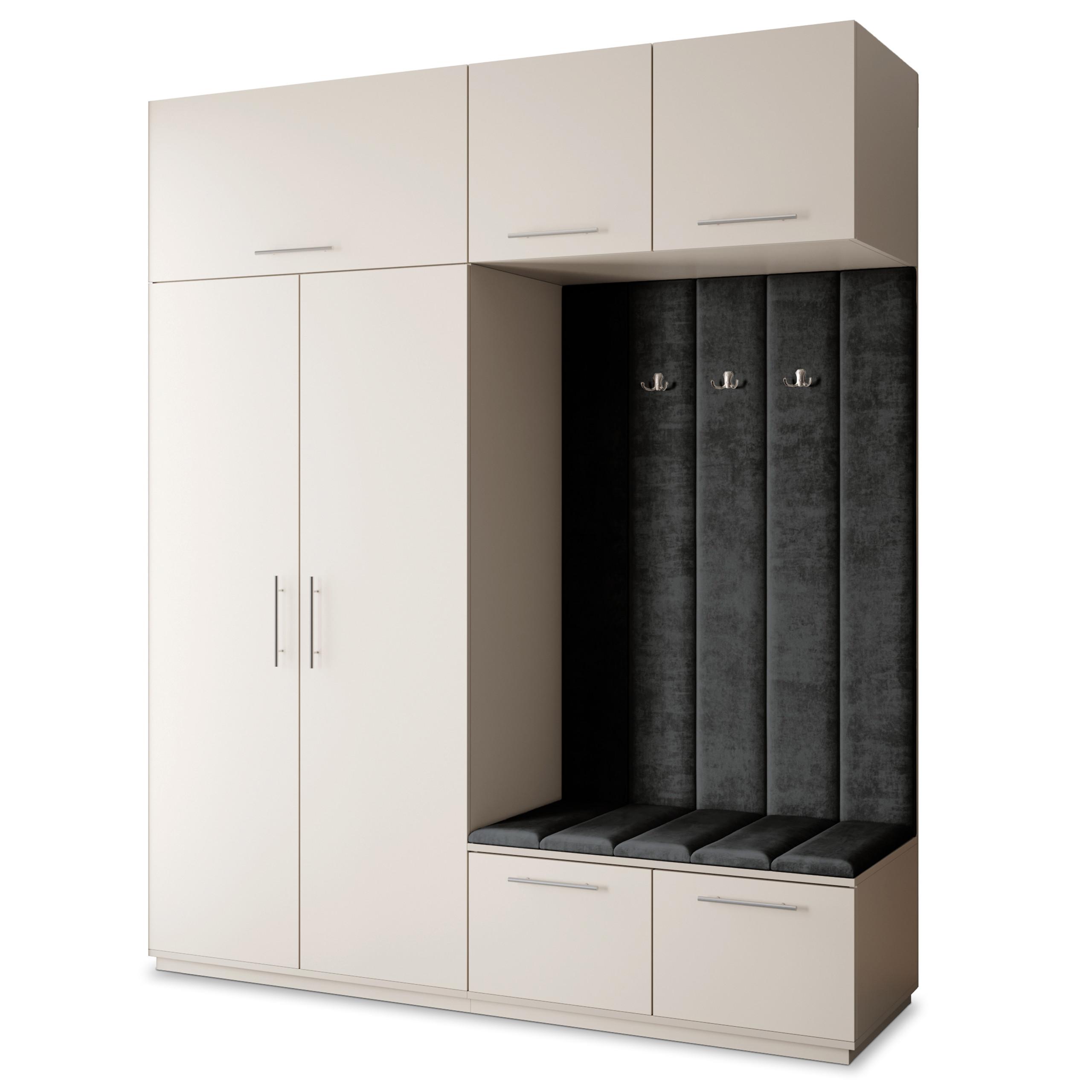 GARDEROBENSCHRANK REMA 200/240/60 cm Modern Kaschmir - Kaschmir/Schwarz, Holzwerkstoff (200/240/60cm) - MASSENO