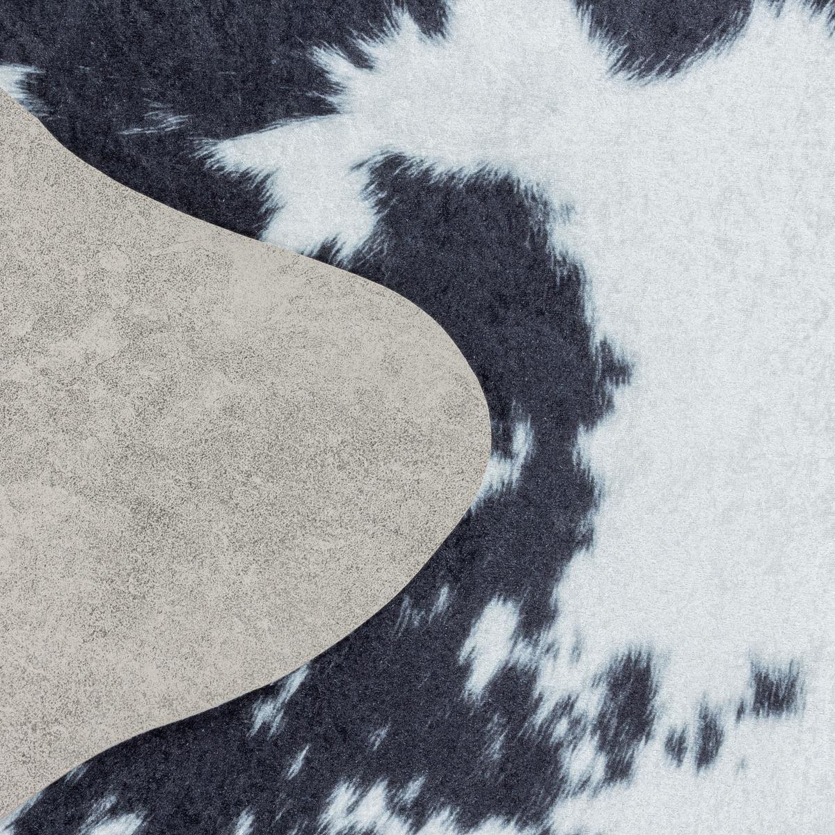TEPPICH Flachgewebe GASTEIN in Schwarz, in Rindsleder-Optik, 150 x 200 cm - Schwarz, Textil (200/150cm) - KADIMA DESIGN