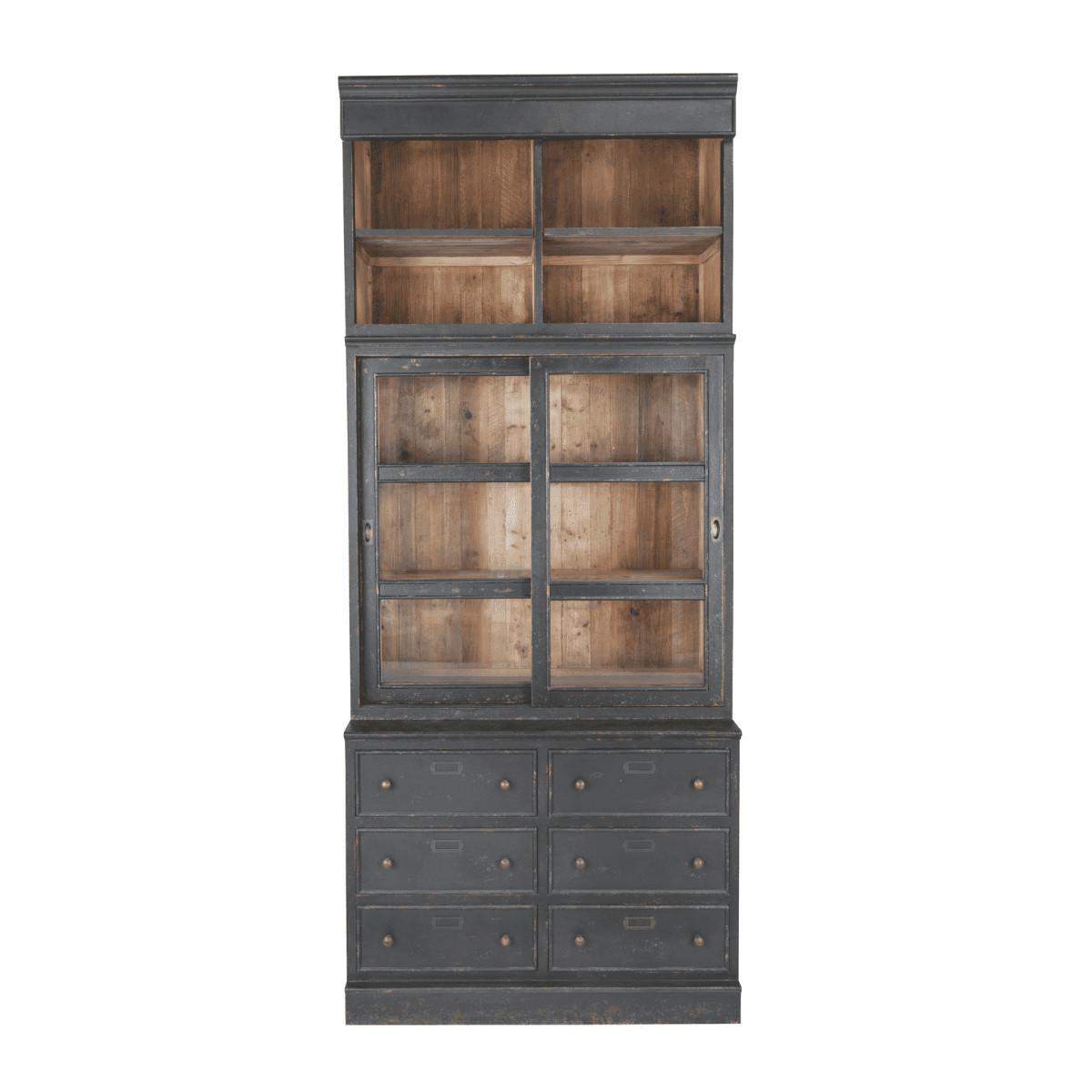 BÜCHERREGAL aus Massivkiefer H240 cm - AMSTERDAM - Schwarz, Holzwerkstoff (42/240/42cm) - Signature