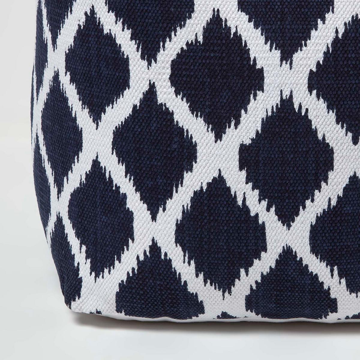 SITZWÜRFEL Ikat-Muster blau-weiß, 40/40/40 cm - Blau, Textil (40/40/40cm) - Homescapes