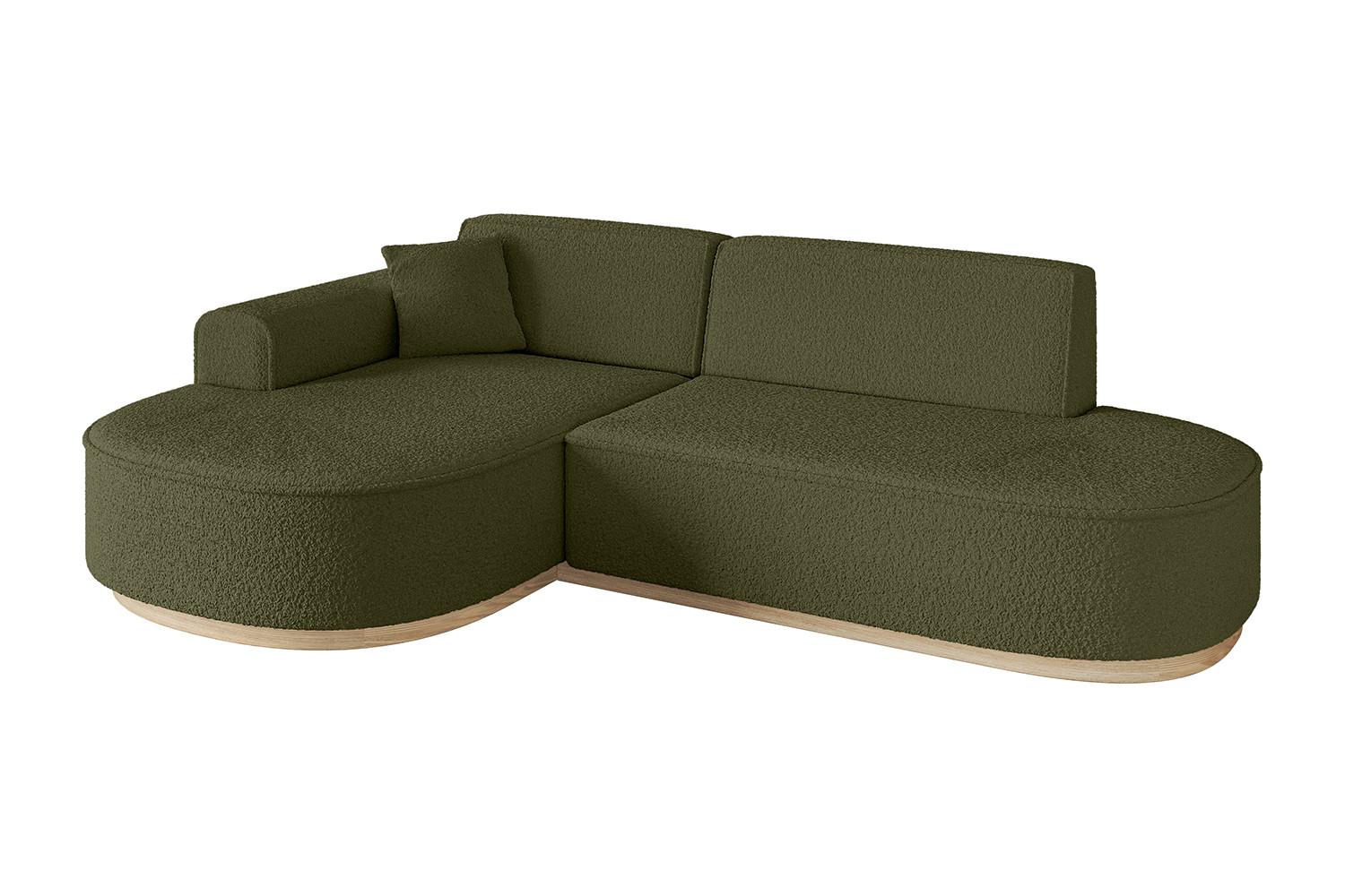 ECKSOFA Ottomane Links MARI-L1-v1 - 243x171x83 cm Grün Bouclé - Grün, Holzwerkstoff/Textil (243/171cm) - ALTDECOR