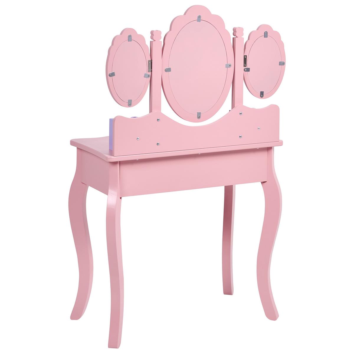 KINDERSCHMINKTISCH mit Stuhl Rosa Rosabelle - Pink, Holz/Holzwerkstoff (60/98/29cm) - Beliani
