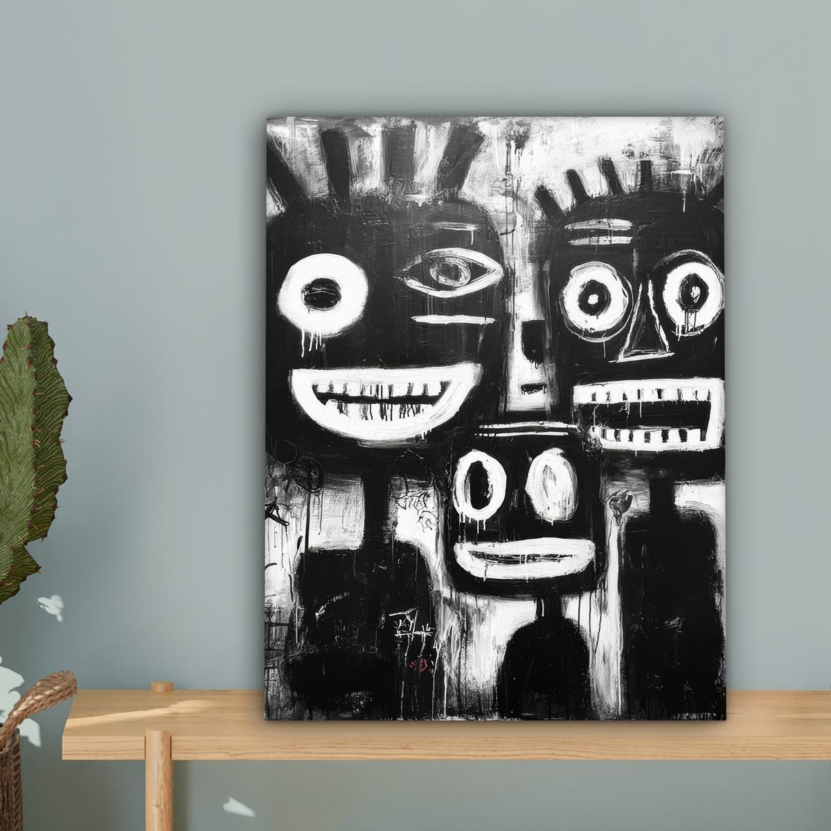 LEINWANDBILD Malerei - Figuren - Schwarz - Abstrakt Room Decor 30x40 cm - Schwarz, Textil (30/40cm) - MuchoWow