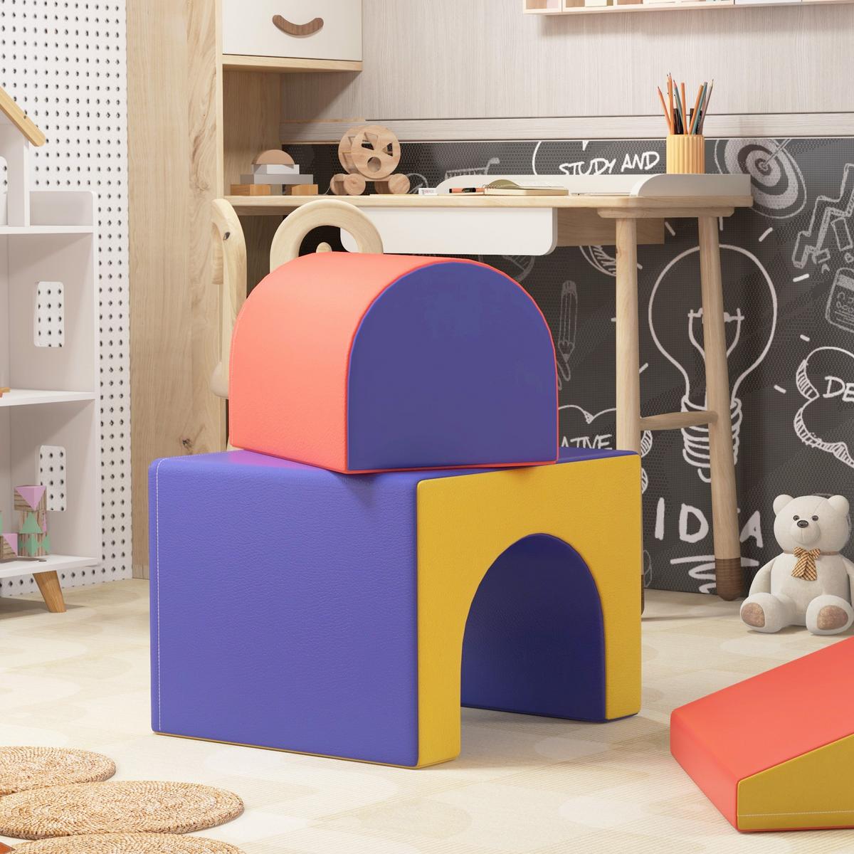 BAUSTEINSET 4er-Set Schaumstoff Bausteine Bauspielzeug für 1-3 Jahre alt Kinder - Rot, Kunststoff (50/39/150cm) - HOMCOM