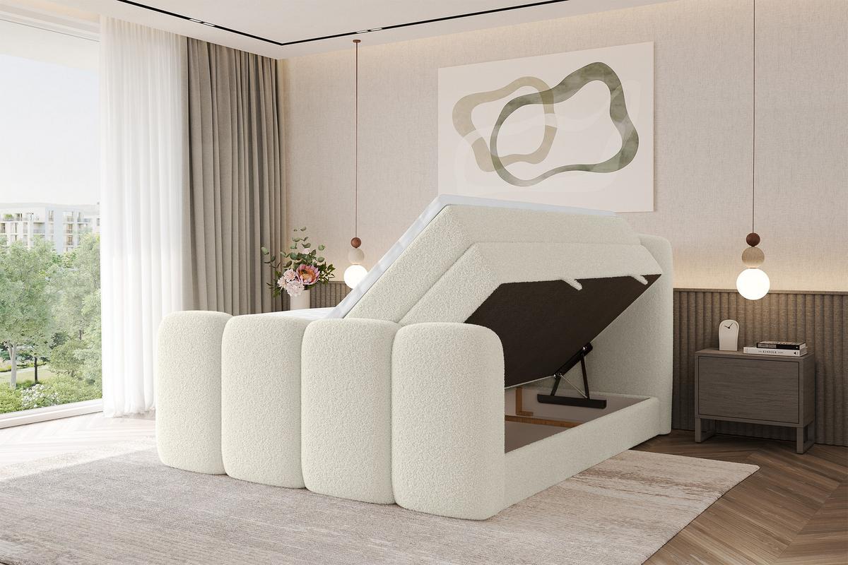 BOXBETT mit Matratze H3|H4 und Lattenrost - NINA-Z KING - 200x200 cm Quelle - Beige - Sandfarben, Holzwerkstoff (200/200cm) - ALTDECOR
