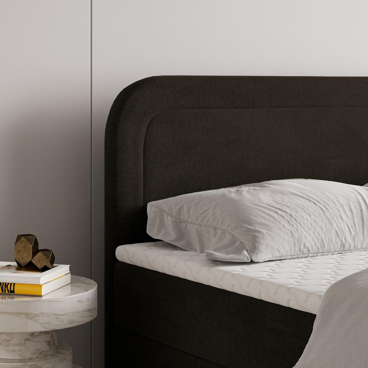 BOXBETT ARMEL 140x200 cm mit Matratze und Topper - Braun - Braun, Holz (140/200cm) - MASSENO