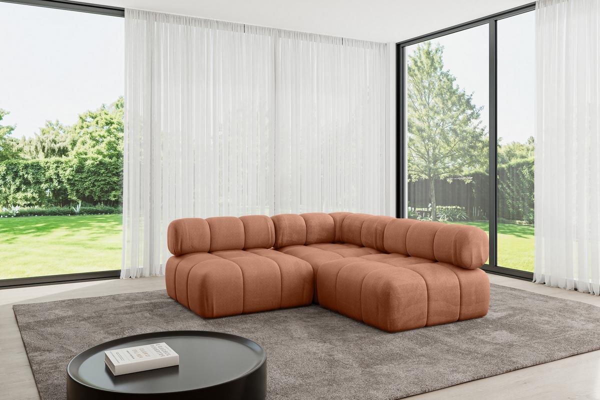 ECKSOFA modulares Sofa Samaro-L1 - 190x190x70 cm Apricot Velours - Koralle, Holzwerkstoff/Textil (190/190cm) - ALTDECOR