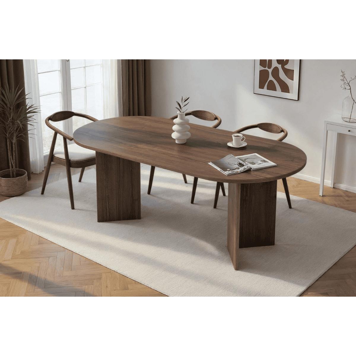 ESSTISCH mit ovaler Tischplatte L200 cm 90/200/75 cm - Naturfarben, Holzwerkstoff (96/90/75cm) - Calicosy