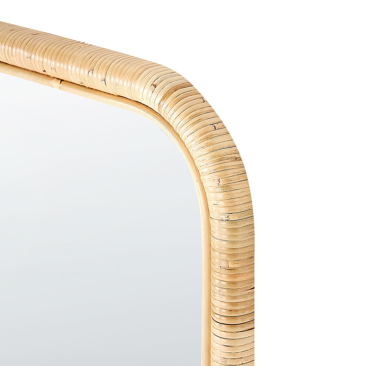 STANDSPIEGEL 150 cm Rattan Naturfarben Malange - Schwarz/Naturfarben, Naturmaterialien (50/150/3cm) - Beliani