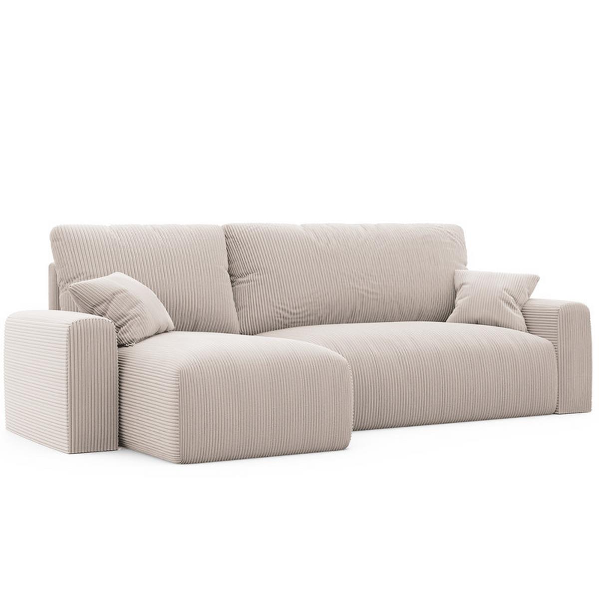 ECKSOFA JOBO mit Schlaffunktion und Bettkasten Creme - Beige, Holzwerkstoff/Textil (250/90cm) - Idohome