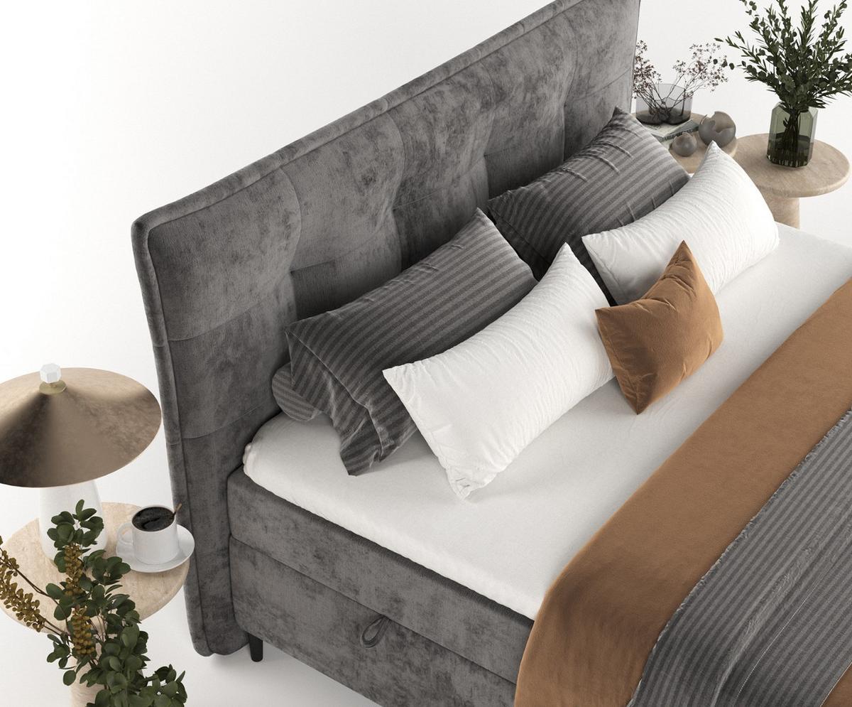 BOXBETT Las Palmas 180/200 cm Stahl im Lotta Stoff - Graphitfarben/Schwarz, Holz/Holzwerkstoff (180/200cm) - AltaBeds