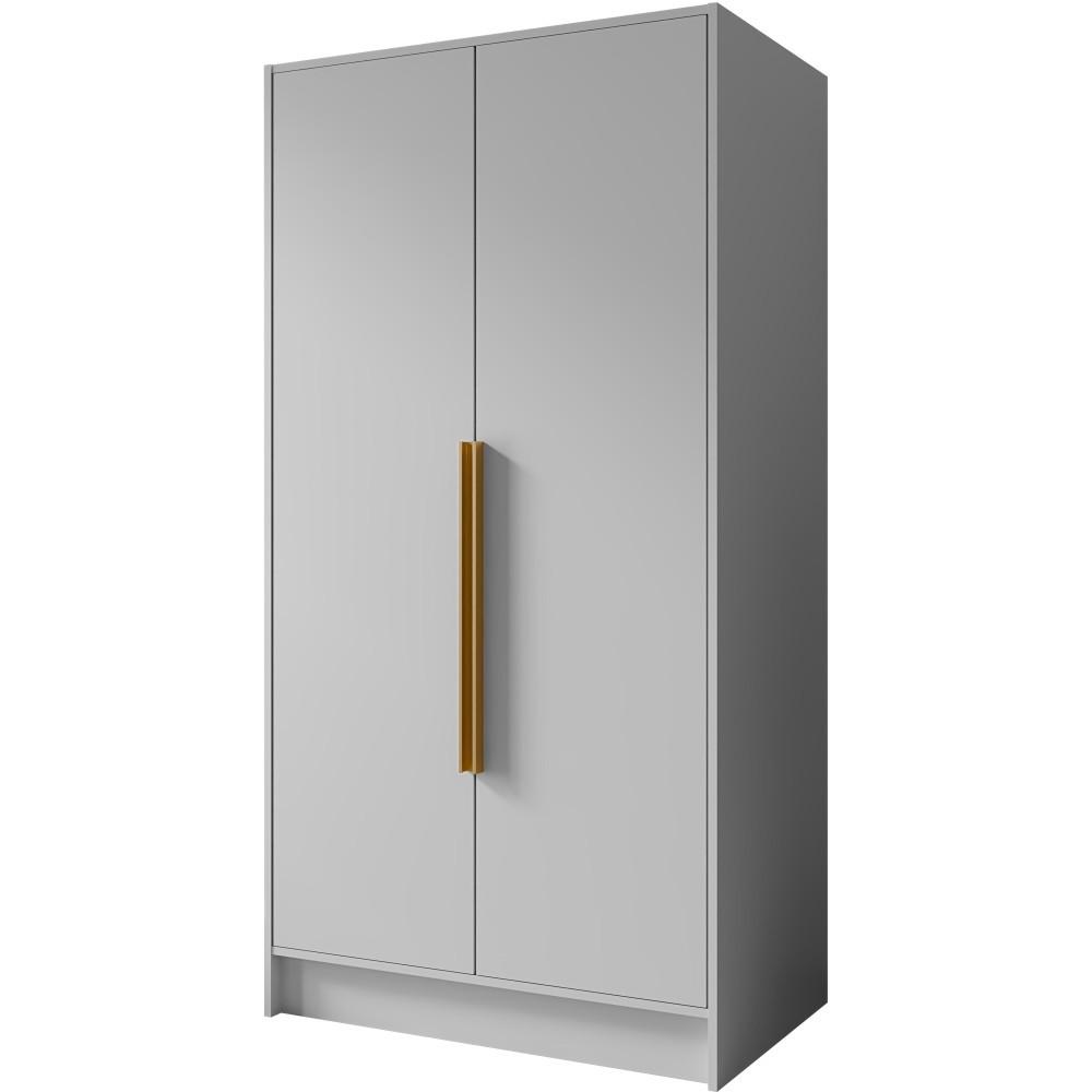 DREHTÜRENSCHRANK Pavia ohne Spiegel, Weiß mit mit goldenen Griffen, 100 cm - Goldfarben/Weiß, Holzwerkstoff (100/200/51cm) - Beautysofa