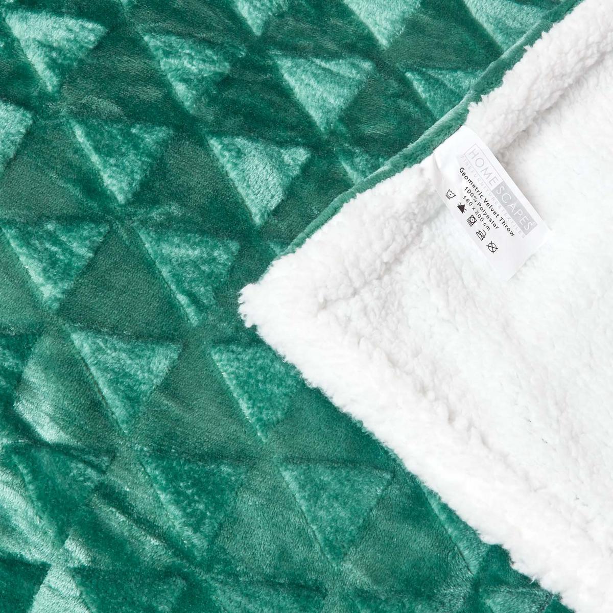 KUSCHELDECKE Sherpa 160/200 cm, Samtdecke mit Dreieckmuster - Grün, Textil (160/200cm) - Homescapes