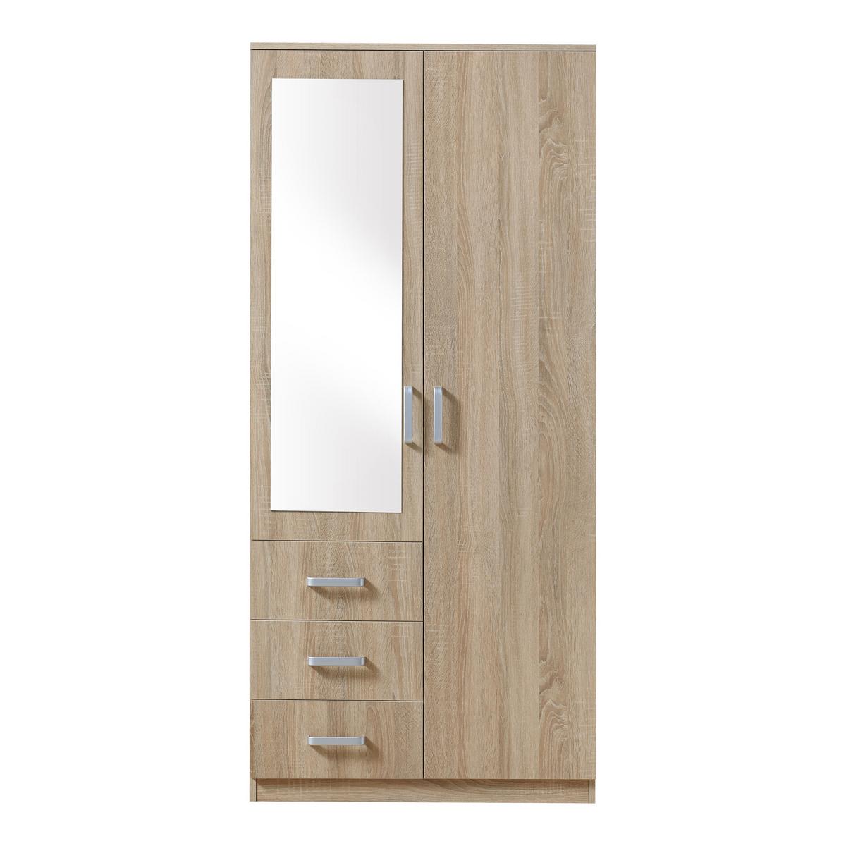 KLEIDERSCHRANK Bodolz - Sonoma Eiche, Holzwerkstoff (80/176/52cm) - [en.casa]