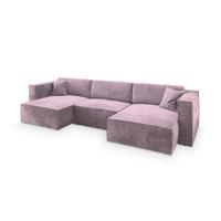 WOHNLANDSCHAFT SARMO M Lila Velours-Stoff mit Schlaffunktion - Lila/Grau, Holz/Kunststoff (347/70/148cm) - MASSENO
