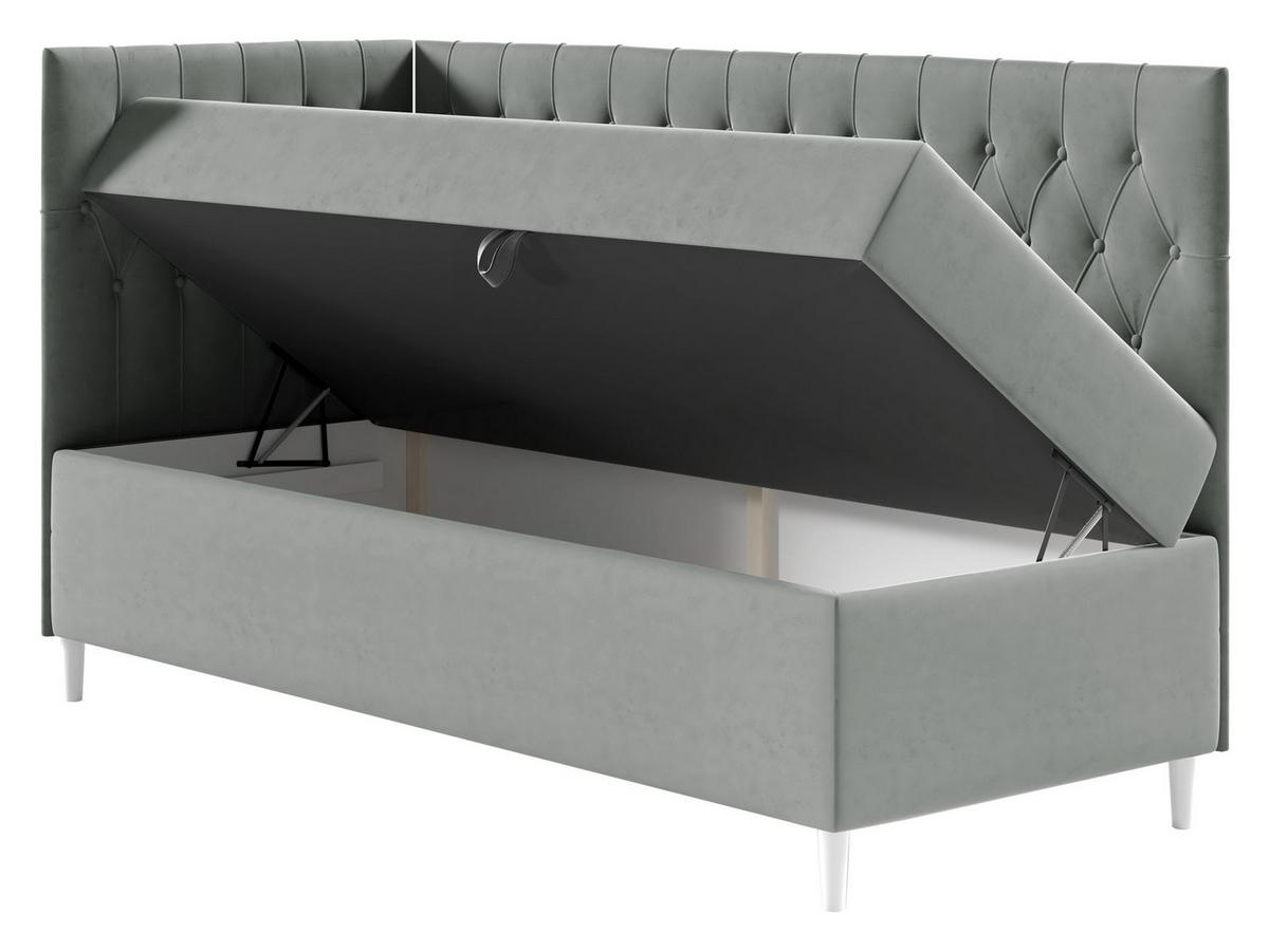 BOXBETT Filip Junior 3, Seite zum Öffnen des Bettkastens: Links - H3 - Türkis/Weiß, Holz (90/200cm) - MIRJAN24