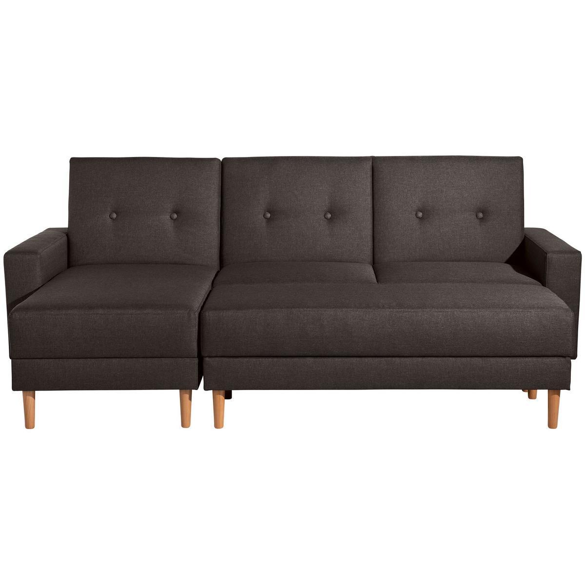 FUNKTIONSSOFA mit Hocker Kattie Flachgewebe schoko - Mokka, Kunststoff (144/230cm) - 58aufmkessel