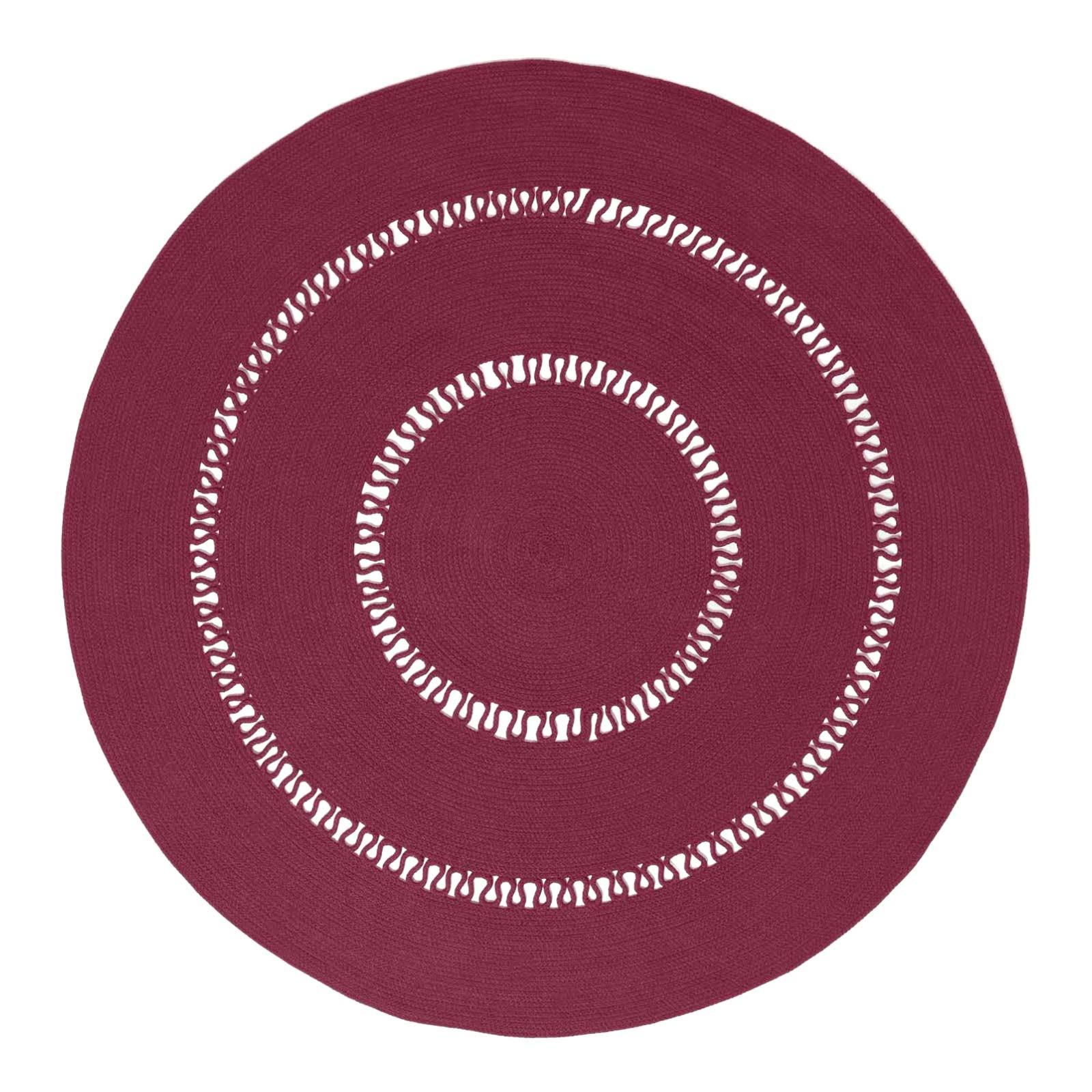 TEPPICH geflochten rund mit Häkel-Muster 150 cm - Weinrot, Textil (150/150cm) - Homescapes