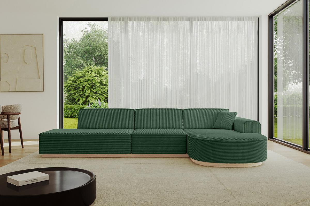 ECKSOFA Ottomane Rechts ARRIO-L2 - 328x171x83 cm Grün - Grün, Holzwerkstoff/Textil (328/171cm) - ALTDECOR