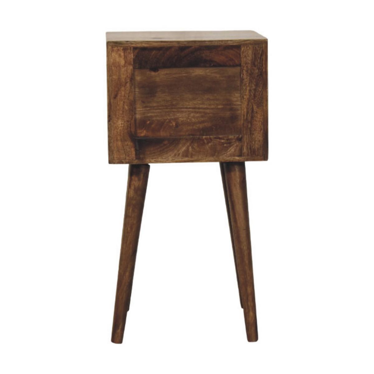 NACHTTISCH Nordic 2 Schubladen Klassisches Grau - Dunkelbraun/Messingfarben, Mangoholz/Holz (30/57/30cm) - Artisan Furniture