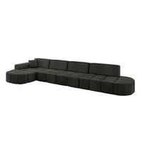 ECKSOFA Ottomane Links LIVO-L3 - 422x173x79,5 cm Schwarz - Schwarz, Holzwerkstoff/Textil (422/173cm) - ALTDECOR
