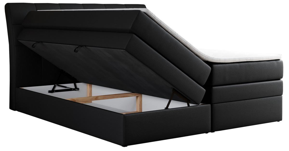 BOXSPRINGBETT GOLD-10 KING 160/200 Schwarz Kunstleder - H4 - Schwarz, Holz/Textil (160/200cm) - MKS