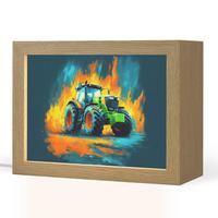NACHTTISCHLAMPE Abstrakt - Traktor - Grün 20x15 cm - Dunkelblau, Holzwerkstoff (8/20/15cm) - OnlyWow