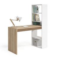 SCHREIBTISCH mit Regal - L120 cm - Eiche Bianco, Holzwerkstoff (6.7/53/144cm) - Calicosy