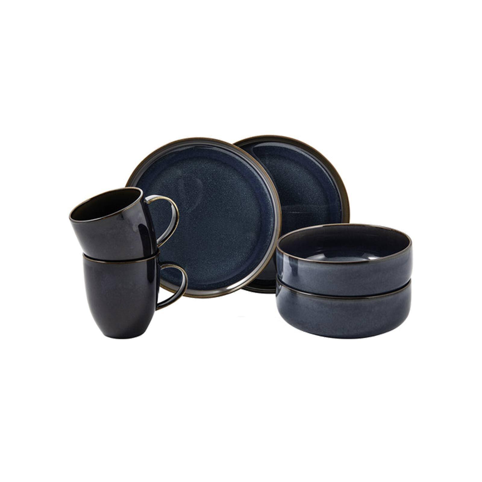 FRÜHSTÜCKS-SET Crafted Denim braun-blau 6-tlg. - Blau/Braun, Keramik (2/2/2cm) - like.Villeroy & Boch
