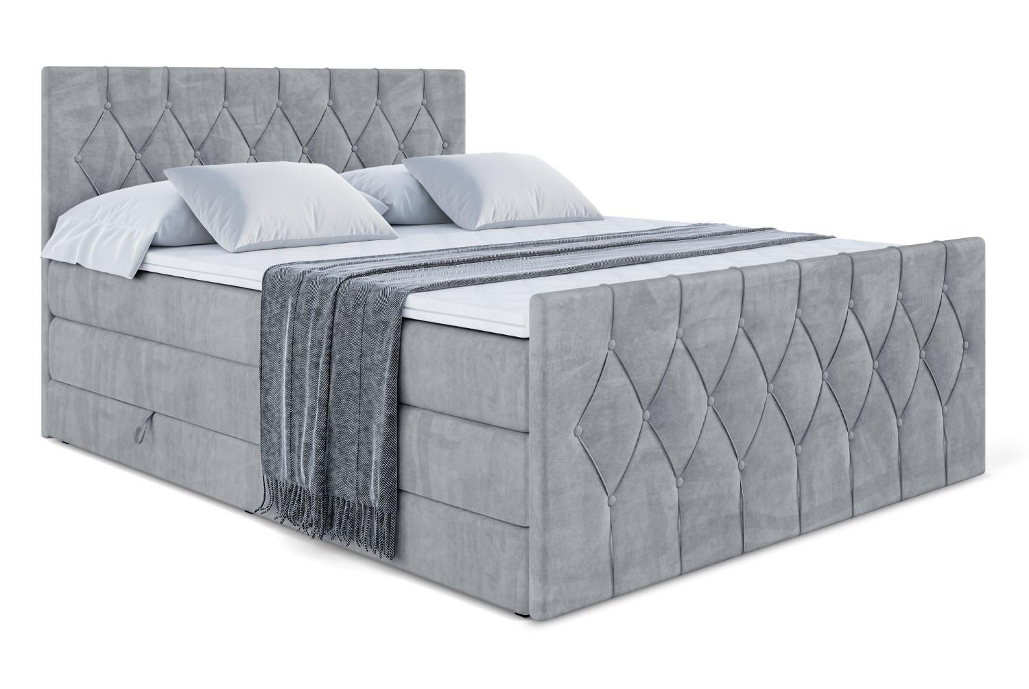 BOXSPRINGBETT VELANTO-Z KING - 180 x 200 - H3/H4 - Grau - Grau, Holzwerkstoff (180/200cm) - ALTDECOR