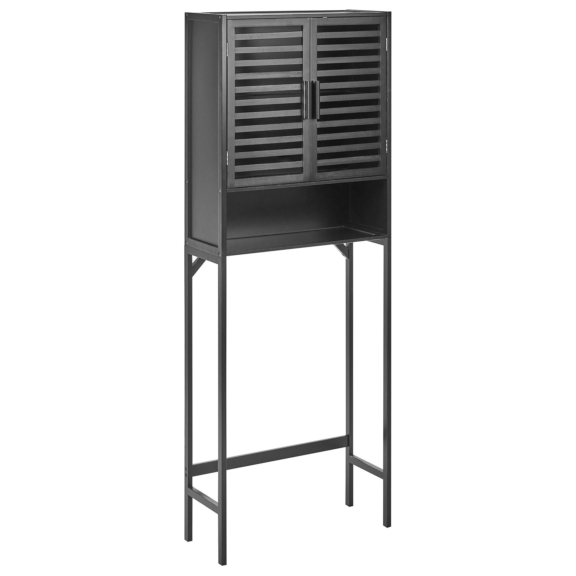 BADEZIMMERSCHRANK Bambus 63 cm Schwarz Okarche - Schwarz, Holz (63/167/25cm) - Beliani
