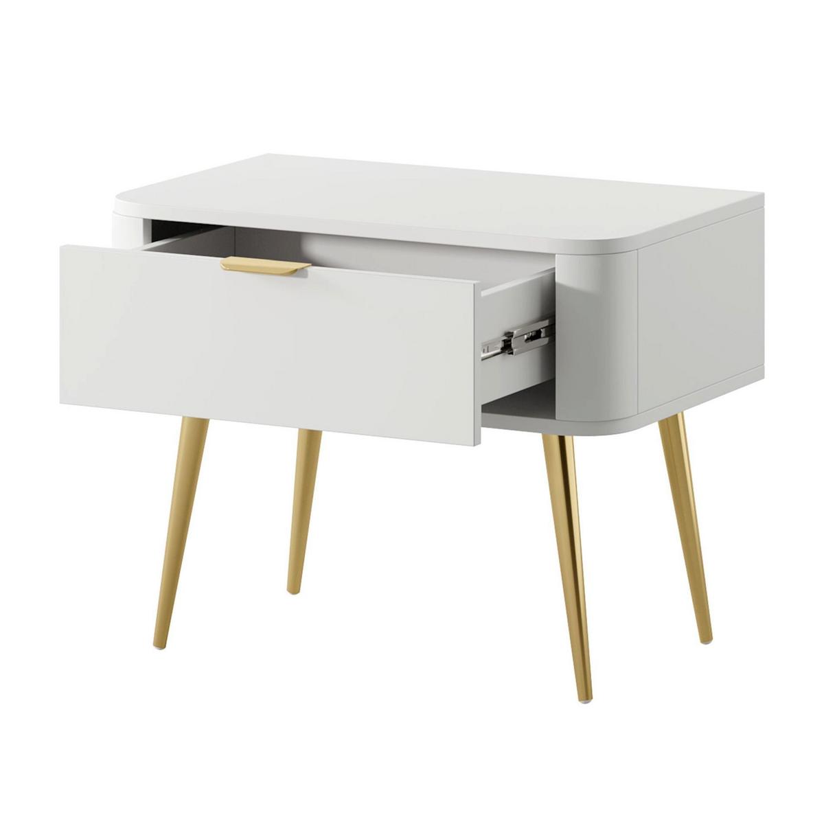 NACHTTISCH Oval Weiß 63 cm - Goldfarben/Weiß, Holzwerkstoff/Metall (62.6/49.2/38cm) - Selsey