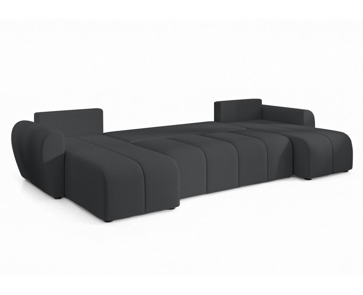 WOHNLANDSCHAFT Malatya U Form Dunkelgrau 311/145/80 cm mit Schlaffunktion - Dunkelgrau/Schwarz, Kunststoff/Textil (311/80/145cm) - AX Living