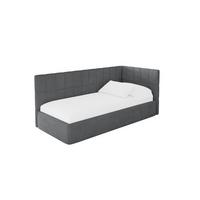 EINZELLBETT Jugendbett mit Bettkasten, Links - TULY 80x200 Dunkelgrau - Graphitfarben, Holzwerkstoff/Textil (80/200cm) - ALTDECOR