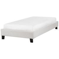 POLSTERBETT Grau-Dunkler Holzfarbton 90-200 cm Roanne - Dunkelbraun/Grau, Textil (90/200cm) - Beliani