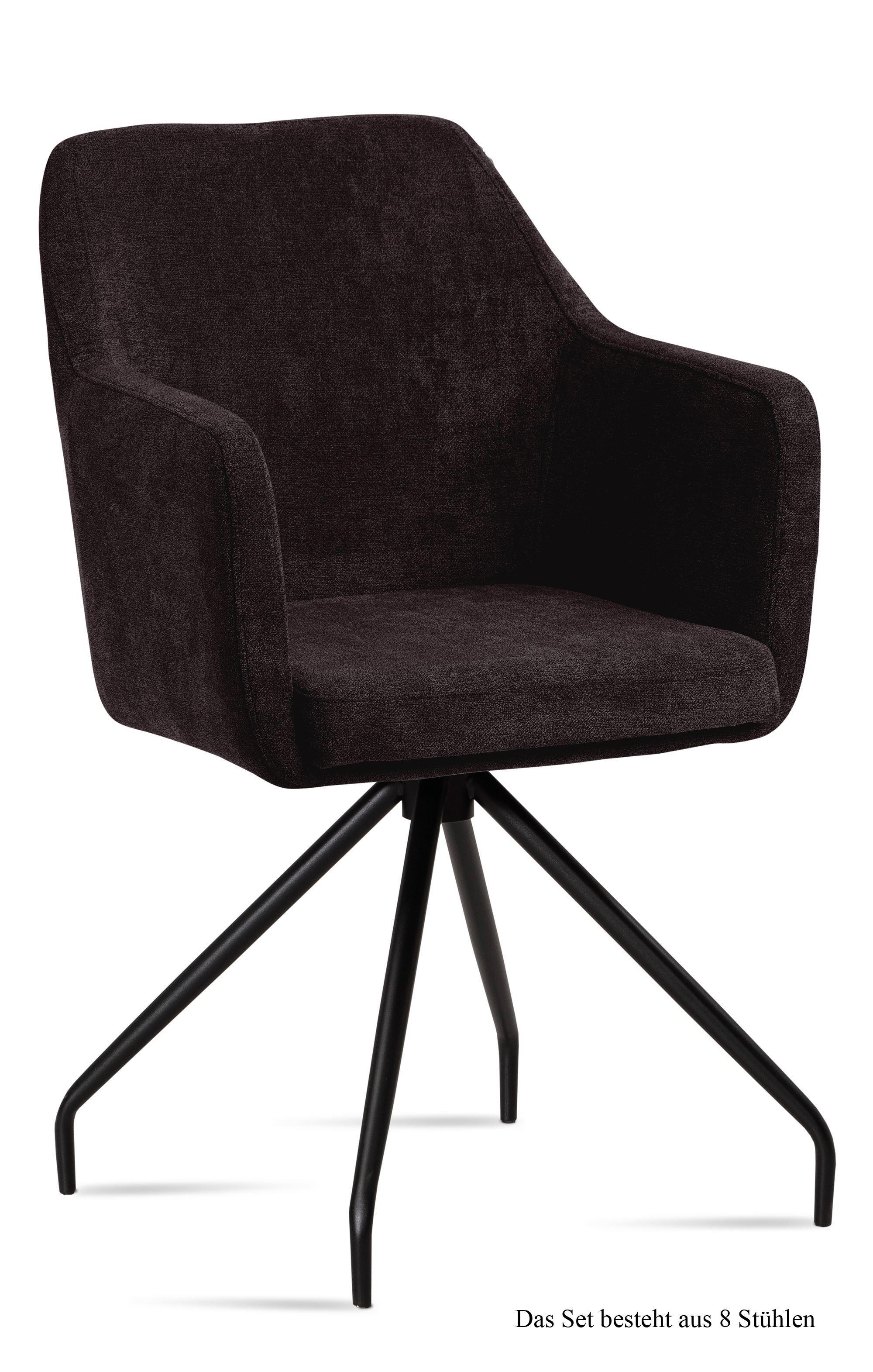 ARMLEHNSTUHL (8er-Set) Dijana 57x87x60 Schwarz/Espresso - Dunkelbraun/Schwarz, Kunststoff (60/87/57cm) - 58aufmkessel