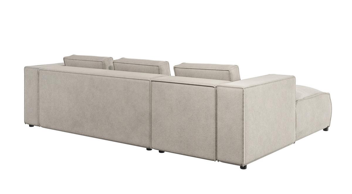 ECKSOFA Nova Beige Cord - Beige/Schwarz, Holz/Kunststoff (262/176cm) - S-Style Möbel