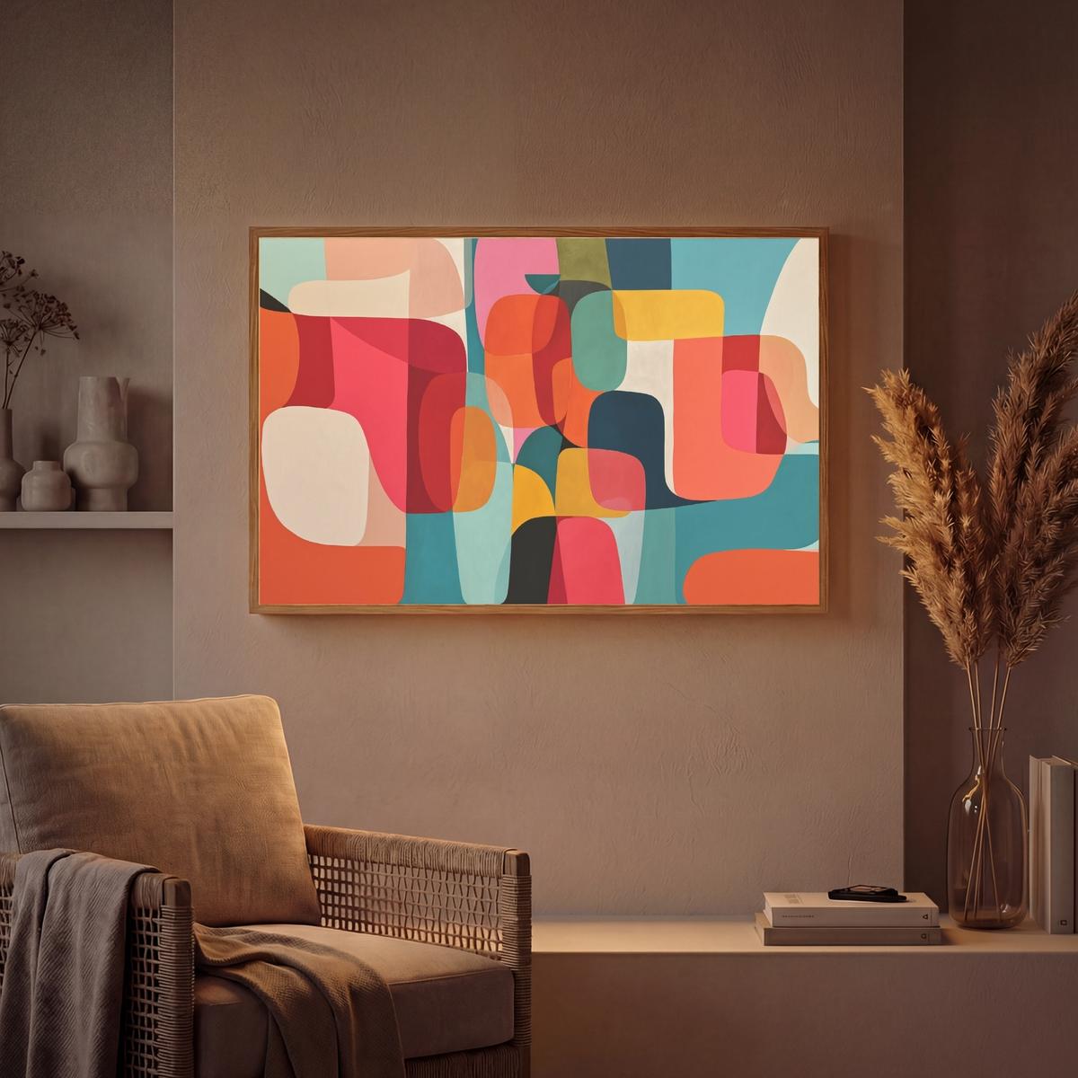 WANDLEUCHTE MIT AKKU Formen - Bunt - Abstrakt - Flugzeuge 100x70 cm - Multicolor, Holzwerkstoff (100/70/8cm) - OnlyWow