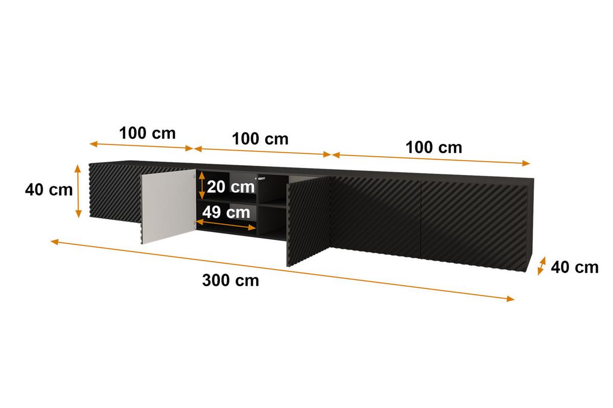 LOWBOARD ZENO-W 3x100x40x40 cm - Schwarz - Weiß, Holzwerkstoff (300/40/40cm) - ALTDECOR