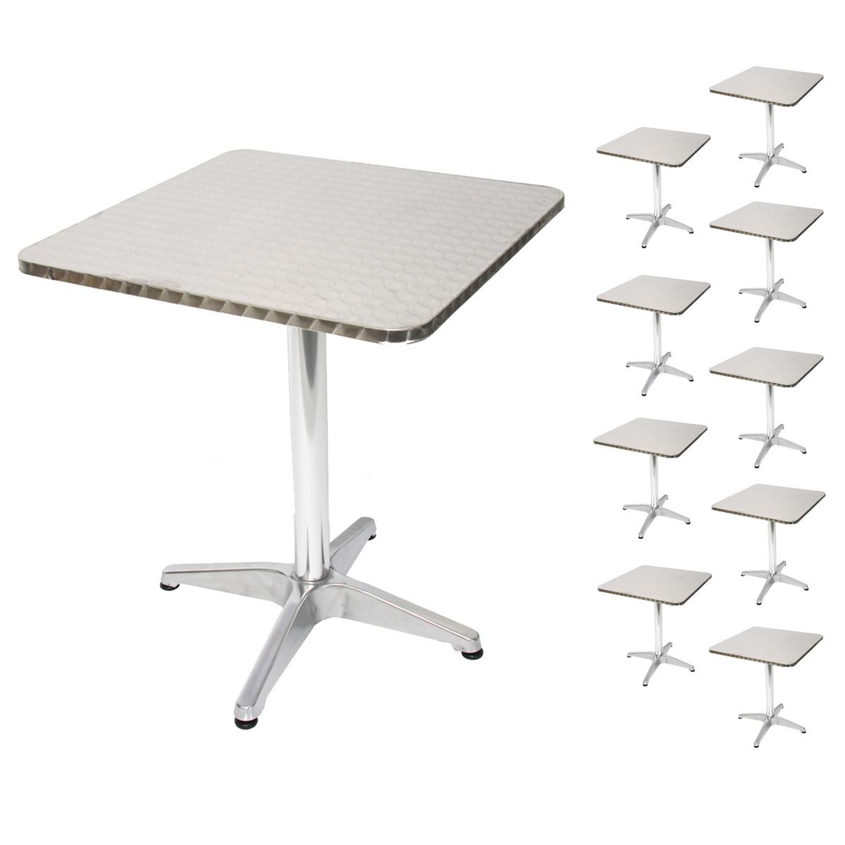 ALU-BISTROTISCH 10-ER SET Silber 10er-Set - Silberfarben, Metall (60/60/70cm) - MCW