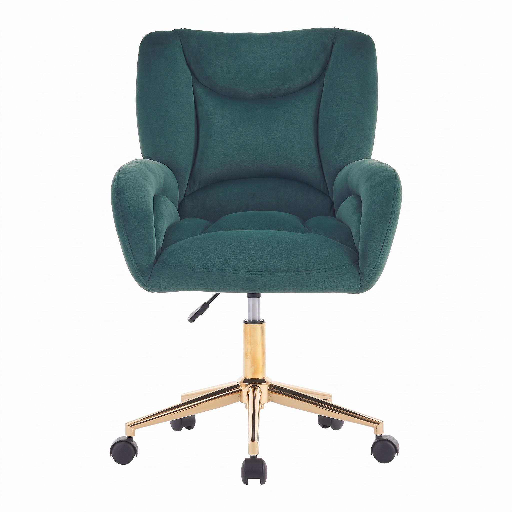 BÜROSTUHL Samt Höhenverstellbar Goldene Beine - Grün, Textil (64/92.5/62cm) - Urban Meuble