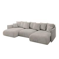 WOHNLANDSCHAFT mit Schlaffunktion und Bettkasten ONESK-U 317x177x72 Hellbraun Velours - Hellbraun, Holzwerkstoff/Kunststoff (317/72/177cm) - ALTDECOR