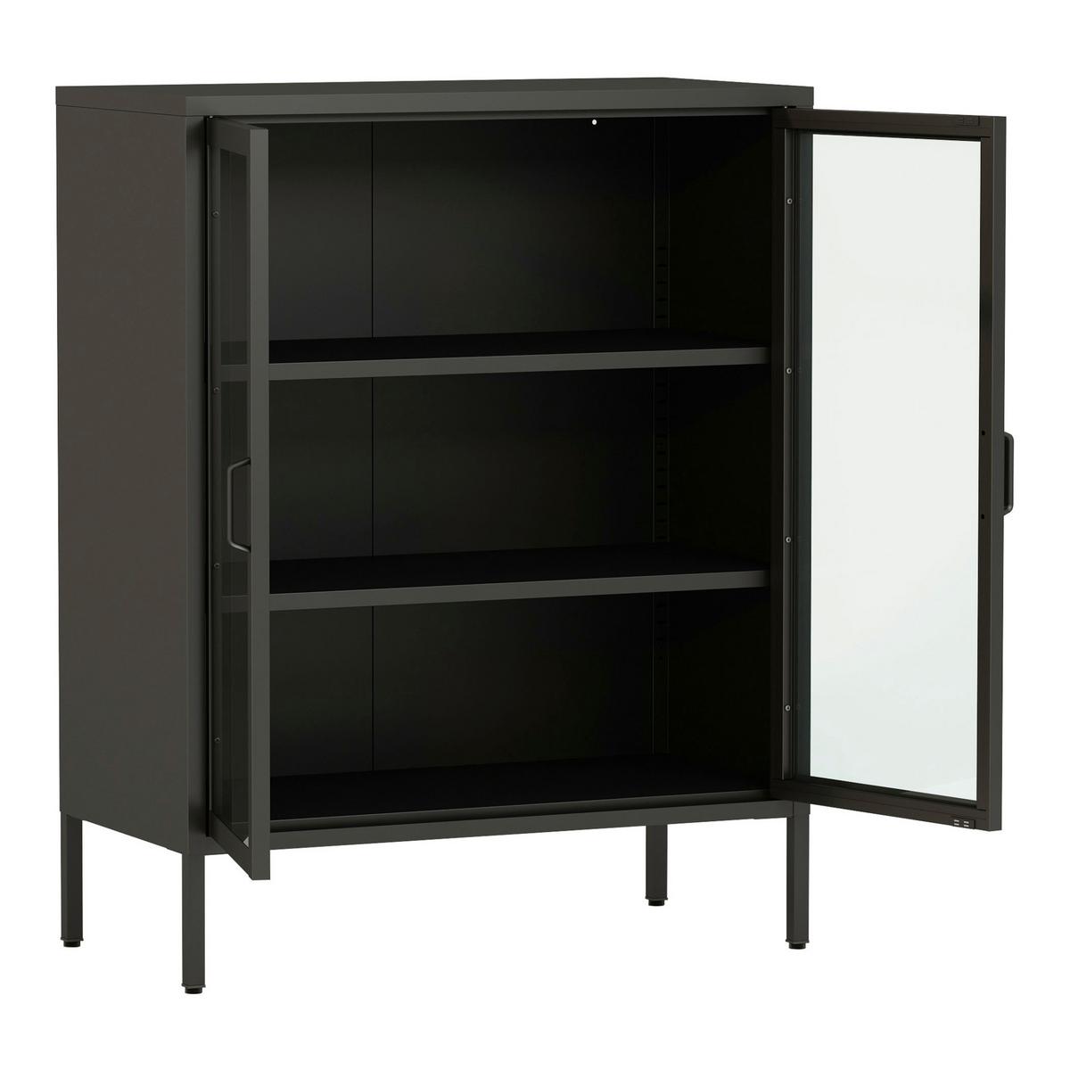 VITRINE Fauske - Schwarz, Metall (80/101.5/40cm) - [en.casa]